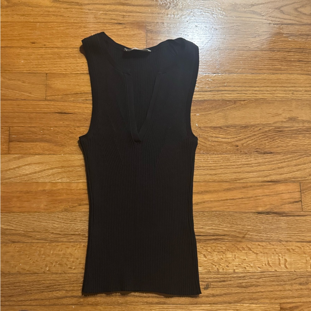 Everlane Black Ribbed Knit Top